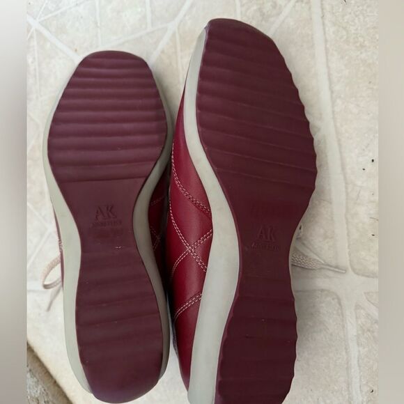 Anne Klein AK2 Women Red Leather Lace Up Loafer Sneaker Driving Shoes SZ 7 - Picture 7 of 9